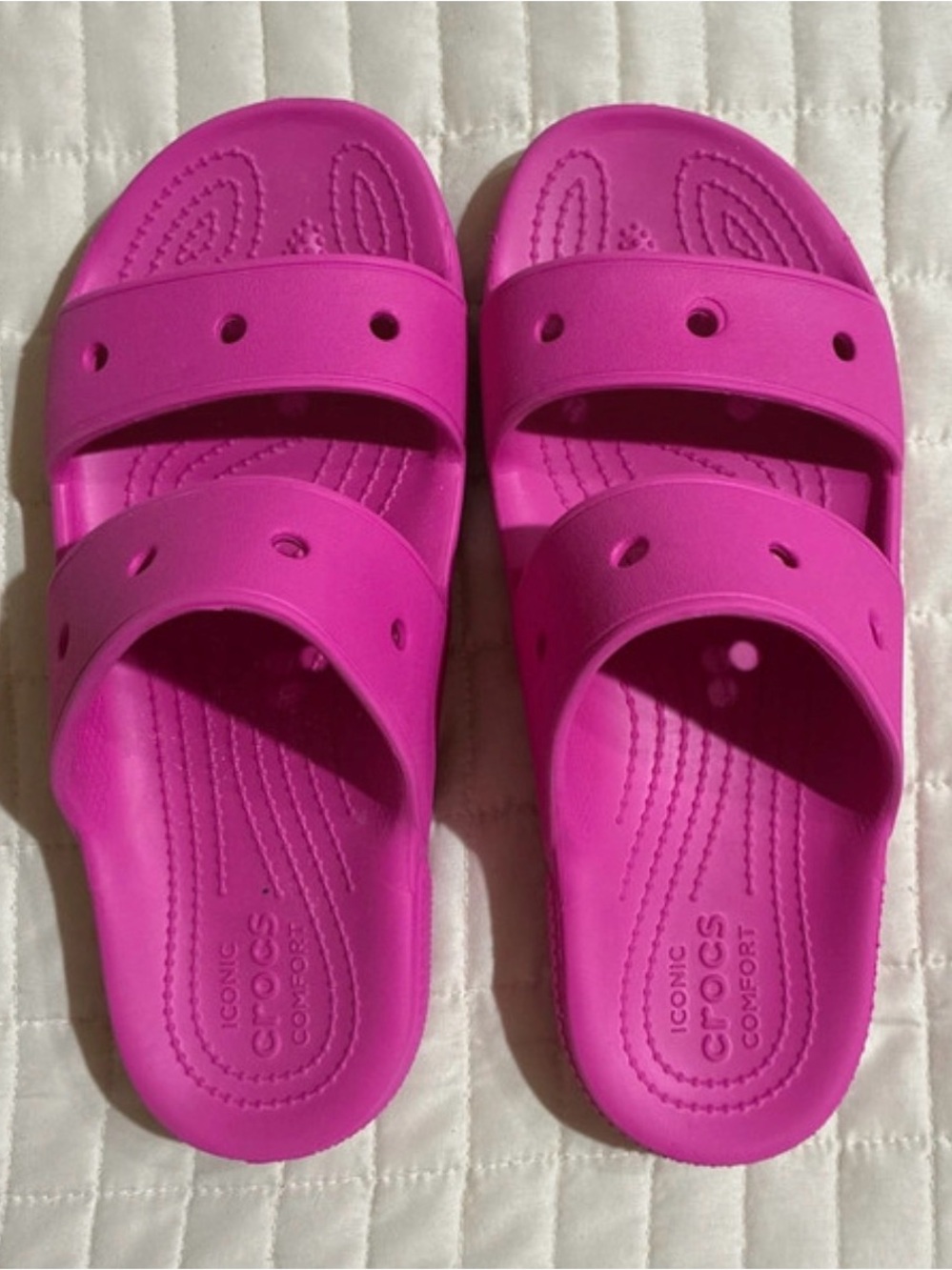 CROCS Women’s Dual-Strap Slide Sandals - Hot Pink